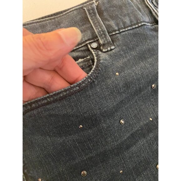 Black Mid-Rise Skinny Ankle Jeans Stud Detailing Size 8 - Picture 6 of 12